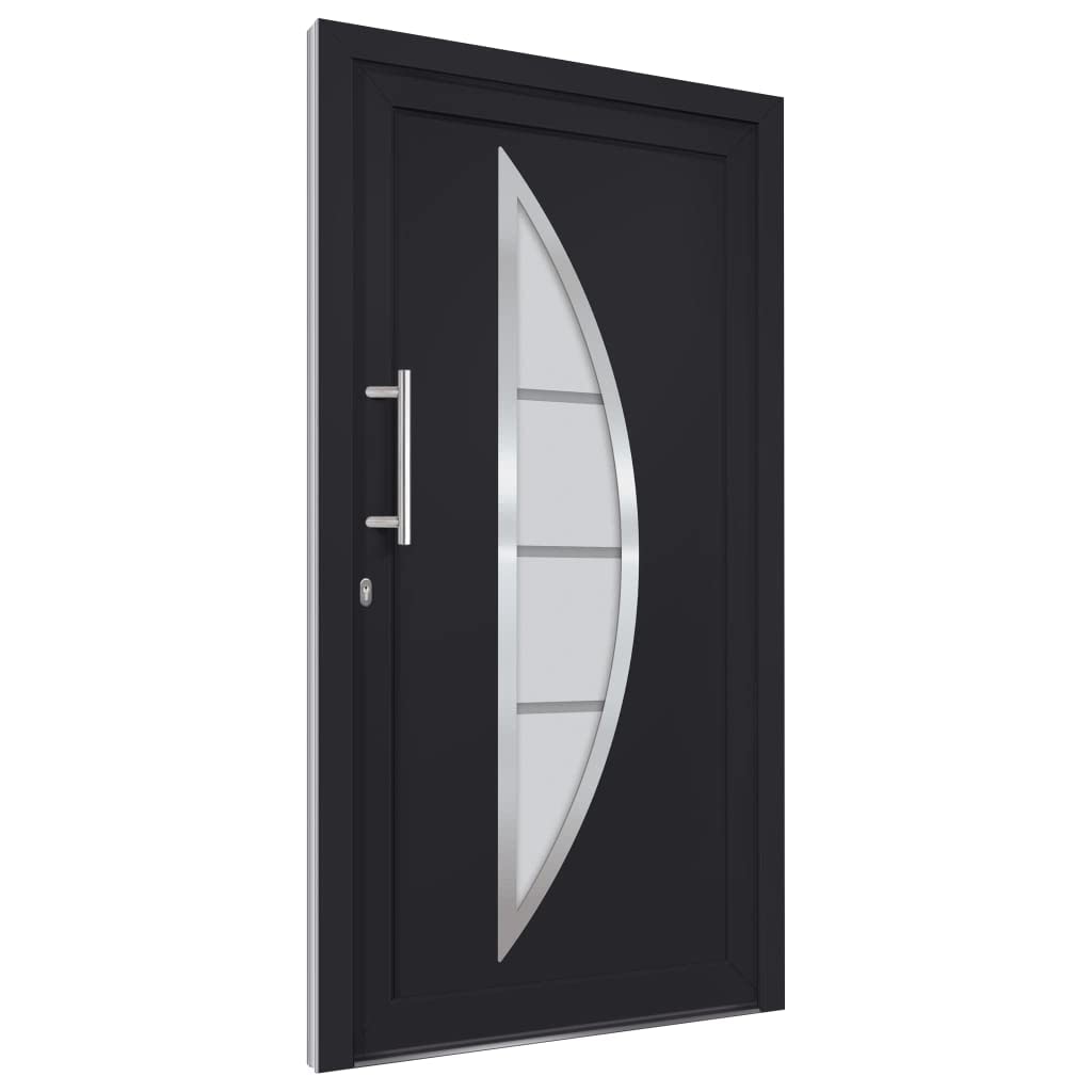 vidaXL Porte d'Entrée Principale Sécurité Maison Charnières Réglables 3D Serrure à Tête de Champignon à 5 Points Extérieur 98x208 cm Anthracite