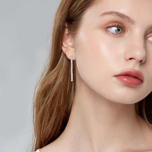 AINUOSHI Moissanite Dangle Earrings for Women Lab Created Diamond Linear Drop Earrings with GRA Certificate 14k gold Plated 925 Sterling Silver Post Dainty Dangling Chandelier Earrings for Everyday Wear Wedding Bridal Prom4