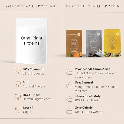 Image of Earthful Honest Plant Protein - Assorted Pack | Daily Use Sachet Pack of 9 | For Weight Management, Energy, Muscle Support & Recovery | 24g Protein Per Serving | Made With Pea & Brown Rice