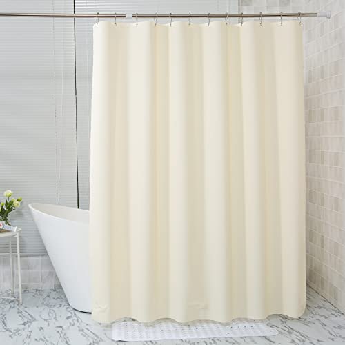 Amazerbath Plastic Shower Curtain, 72 X 72 Inches Peva Heavy Duty Beige Shower Curtain, Waterproof Heavy Weight Thick Bathroom Curtain With 3 Big Clear Weighted Stones And 12 Rustproof Grommet Holes #TOP5