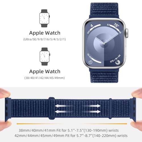 IMIVIO Breathable Nylon Sport Loop Band for Apple Watch Women Men, NavyBlue by IMIVIO - Used condition - Image 5