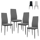 SELECTSHOP Set De 4 Sillas para Comedor Minimalista Moderno Acojinadas Super Comoda Respaldo Alto De Vinipiel Adecuado para...