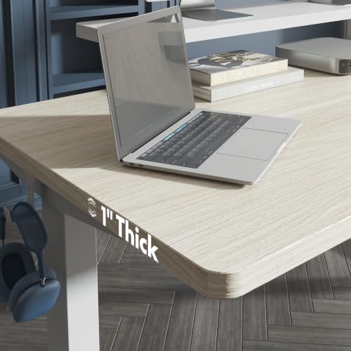 Image of FLEXISPOT 55 inchx28 inch Electric Standing Desk, White Wood Grain
