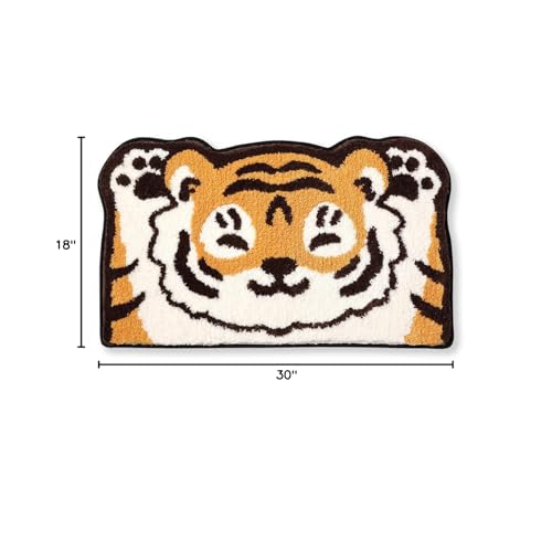 Molesun SLQ_BR_DJ_JUSHOUSHOU_45X75 Cute Cat Bath Mat, Plush Microfiber Bathroom Rug Water Absorbent Bath Rug Non-Slip Soft Shower Rug Thick Shaggy Animal Floor Mats, Machine Washable, Tiger thumb #1
