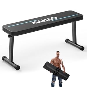 MAHAO Flat Weight Bench, Foldable Workout Bench for Home Gym with 660 LBS Weight Capacity, Flat Bench Press for Full Body Workout, Black MB20