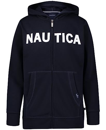 Image of Nautica Boys' Long Sleeve Fleece Full Zip Hoodie, Comfortable, Relaxed Fit