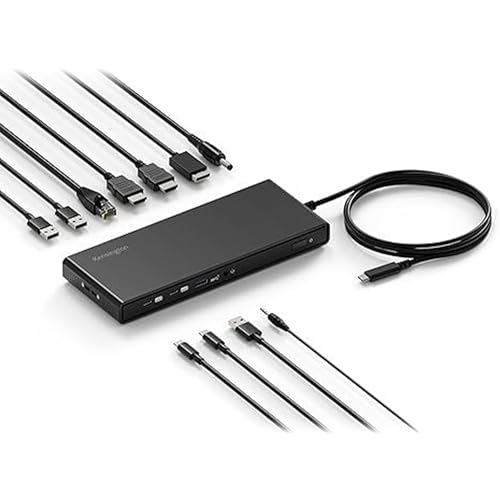 Kensington SD4842P 10 in 1 USB-C Triple Video HD (1080p @ 120Hz) Docking Station, Up to 100W Power Delivery, 5 x Plug and Charge USB Ports, Made From 70% Post-Consumer Recycled Content (K32810EU)