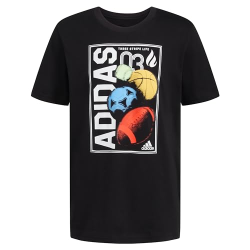 Image of Adidas Boys Short Sleeve T-Shirt Sports Graphic Tee Shirt