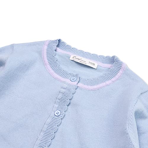 CUNYI Cardigan for Girls Long Sleeve Knit Sweater with Buttons Little Girls Crew Neck School Uniform Cotton Cute4