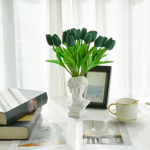 Image of Mandy's 20pcs Artificial Dark Green Tulips