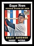2008 Topps Heritage High Number Baseball #654 Brett Gardner RC Rookie New York Yankees Official MLB Trading Card (Stock Photo Shown, Near Mint to Mint Condition)