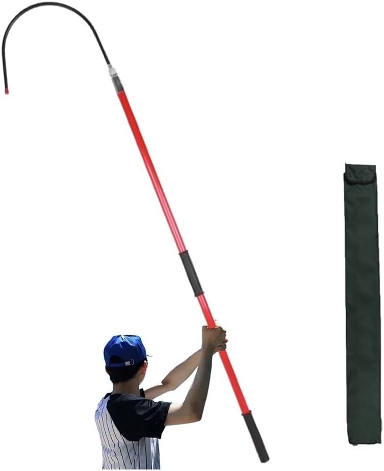 High Voltage Insulated Rescue Hook, 1.5m Fiberglass Anti-Electrocution Pole for Factory/Home Emergency Use, Red, Safe Electrical Rescue Tool, Durable & Lightweight