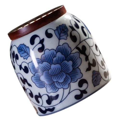 TOPPERFUN Caja De Té Con Tapa De Madera Tarro De Porcelana Vintage Bote De Porcelana Para Té Suelto Para Almacenar Dulces Cocina o Salón