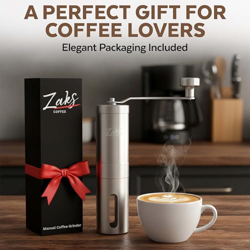 ZaksCoffee Manual Coffee Grinder Stainless Steel Core – Hand Coffee Grinder with 11 Adjustable Settings, Durable Handle and Knob, Portable and Quiet Design for Travel or Home Brewing by Zaks Coffee - Image 5