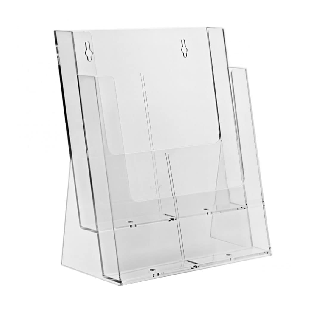 Danieli | Expositor porta folletos de mesa con 2 plazas A4 de acrílico transparente - Expositor de mesa - Expositor para volantes, tarjetas, portadocumentos y tarjetas (3)