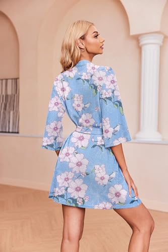 Image of Ekouaer Robes for Women Waffle Knit Bathrobe Soft Lightweight Knee Length Loungewear S-XXL