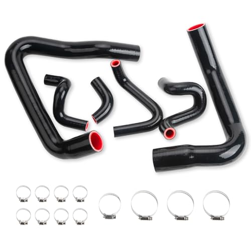 Heavy Duty Silicone Intercooler Boot Kit Silicone Radiator Hose Kit with Clamps,Compatible with 1986-1993 Mustang GT LX Cobra 5.0 Black