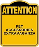 PET ACCESSORIES EXTRAVAGANZA Attention Yellow Black Aluminum Composite Sign 8.5 x 10 inches
