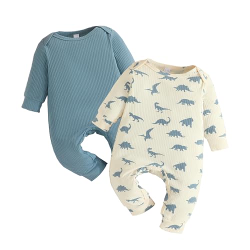 Grenouillère dinosaure bébé garçon Luolabala en coton lot de 2