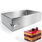 molde cuadrado pequeño Preparar cortes celestiales: 8 cm de alto, multitalento para hornear, capas, decoración. Con el anillo para tartas extra alto y ajustable rectangular logran tartas de hojalata, pero también magníficos cortes de crema para ocasiones especiales.