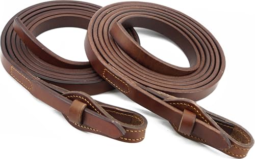 QMYBROW Split Reins, Heavy Oil Leather, 5/8" x 8' Quick Change Supple Horse Tack Accessories Rein