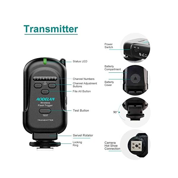 AODELAN Kamera Blitzauslöser und Empfänger Kit Blitzauslöser Auslöser Kompatibel für Canon, Nikon, Pentax, Olympus DSLR… – Bild 6