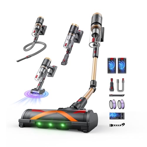 Circlio Aspiradora Sin Cable 58kPa/600W/150Min, Escoba Aspiradora sin Cable con Brazo Flexible, Manguera de 1m, Aspiradora Antiácaros para Colchones, Ideal para Suelos, Alfombras, Pelo de Mascotas