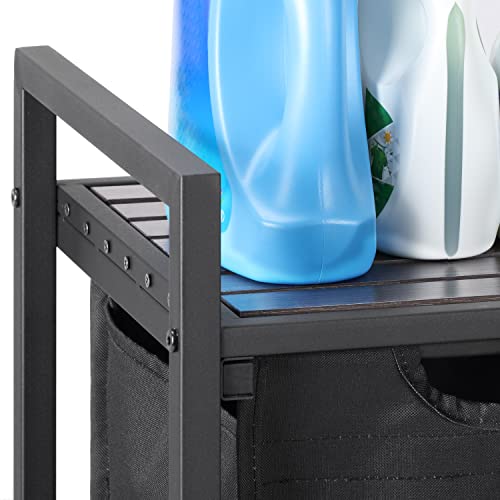 Finnhomy Laundry Hamper, Double Hampers For Laundry, Pull-Out And Removable Clothes Hamper With 2 Colors, Oxford Fabric, Laundry Sorter, Laundry Basket Organizer With Metal Frame, Grey And Black #TOP6