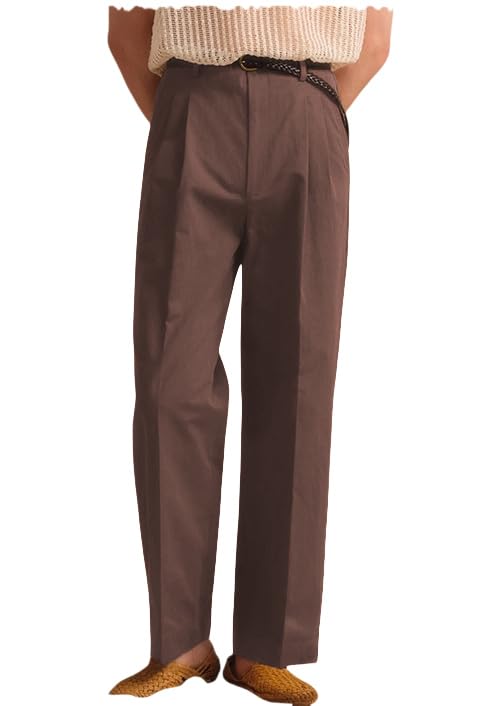 Men's Cotton Gurkha Dress Pants Slim Fit Naples Suit Pant Casual Trousers Italian Style Pants