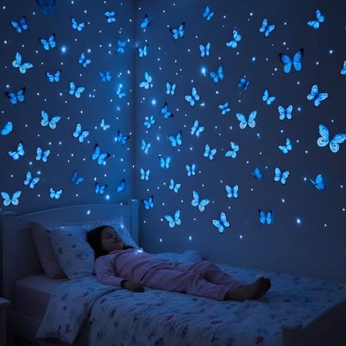 Set de 25 vinilos mariposas luminiscentes azules miniatura 4
