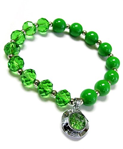 Woman Bracelet/ Crystal Spinner Lucky Charm/ Birthstone Color/ August-Peridot #TOP14
