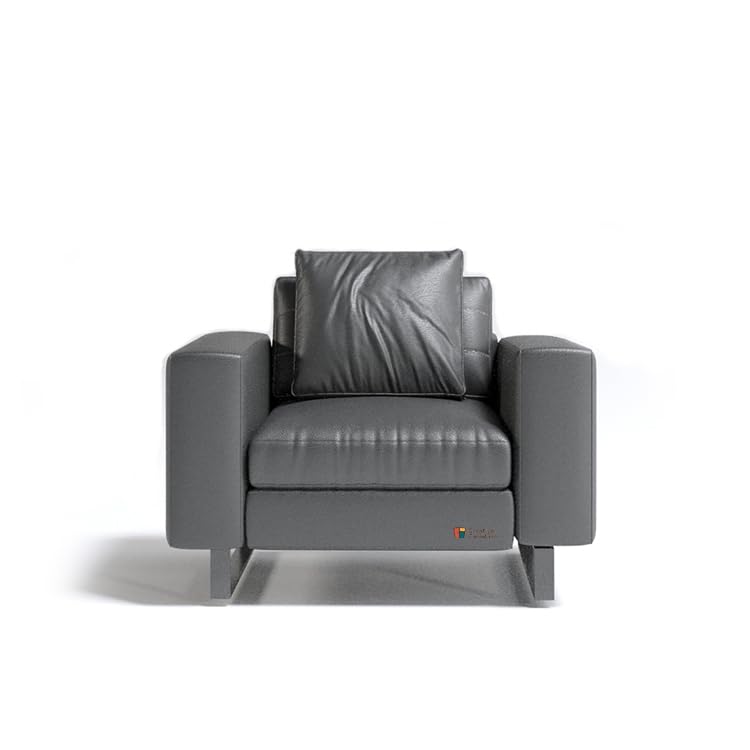 Creative FurnitureKua Series Home & Office Sofa Seating Set crafted with comfort individual pieces in Charcoal Faux Leather(1 Seater - L 900 x W 850 x H 850)