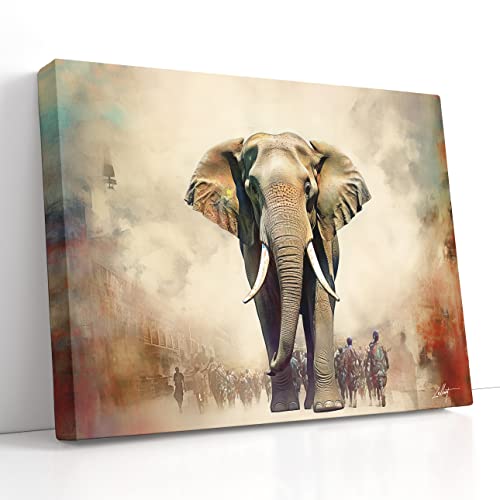 Toile éléphant rustique ZELLART décoration murale premium