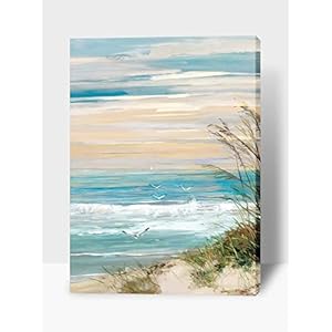 TIMUBA Beach Canvas Wall Art, Seascape Themed “Beach at Dusk” Art Prints Pictures for Bathroom Decor, Modern Coastal Painting Framed Artwork for Home Wall Decorations Ready to Hang (12" Wx18 H) TIMUBA Beach Canvas Wall Art Seascape Themed Beach at Dusk Art Prints Pictures for Bathroom Decor Modern Coastal Painting Framed Artwork for Home Wall Decorations Ready to Hang 12 Wx18 H