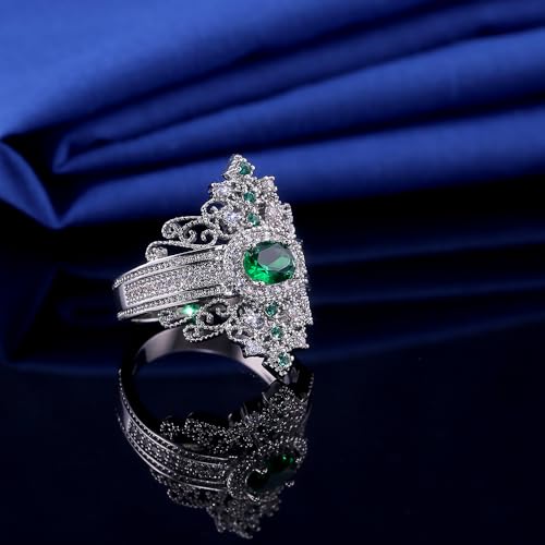 Luxury Temperament Women Rings for Party Bright Green Cubic Zirconia Jewelry for Engagement3