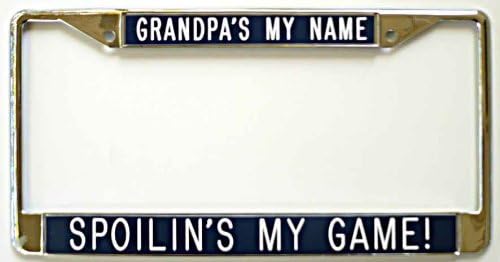 Grandpa's My Name.License Plate Frame - Black Background Custom Frame