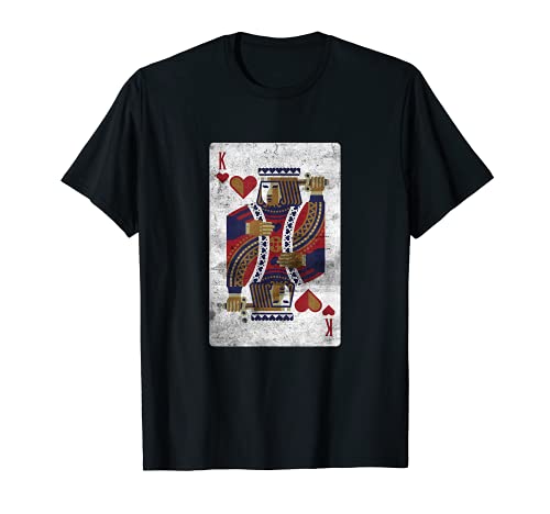 Funny Poker Casino King Of Hearts Card Player T-Shirt, Black