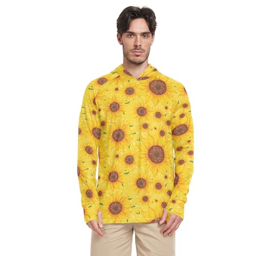 Beautiful Sunflowers Men's Sun Protection Hoodies Long Sleeve Rash Guard Shirts Fishing Shirt UPF 50+ S