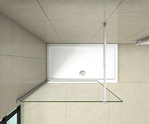 Aica Sanitär Duschwand Walk In Dusche 120cm Duschabtrennung 8mm NANO Glas Duschtrennwand 200cm Höhe