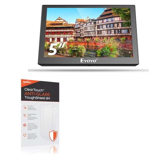 BoxWave Screen Protector Compatible With Eyoyo Mini TFT LCD Screen Small Camera Video Monitor (5 in) - ClearTouch Anti-Glare ToughShield 9H (2-Pack), Anti-Glare 9H Tough Flexible Film Screen Protector