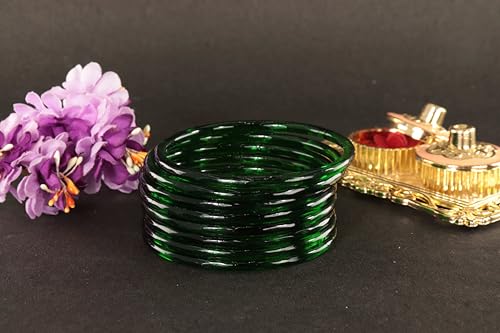 Image of ZULKA Designer Plain Glossy Glass Kada Set For Women & Girls With Diamond Cut Design | Fancy Designer Glass Bangles | Traditional Chudi | Kanch Ki Churi | Stylish Glass Kada For Wedding - Set Of 8