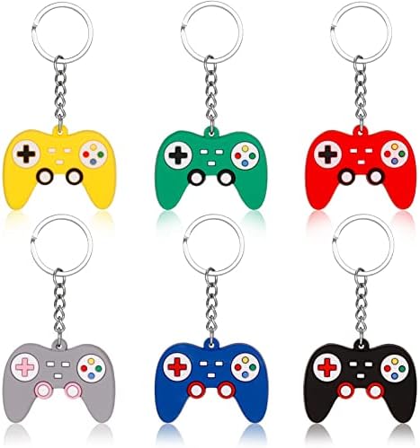 FRIUSATE 6 Pieces Gaming Keyring Gaming Keychain Video Game Keychains Bag Filler Keychains for Kids Girls Birthday Party Bag Fillers Gifts Decorations