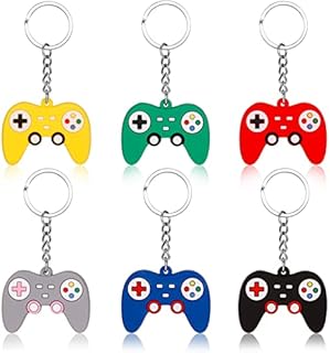 FRIUSATE 6 Pieces Gaming Keyring Gaming Keychain Video Game Keychains Bag Filler Keychains for Kids Girls Birthday Party Bag Fillers Gifts Decorations