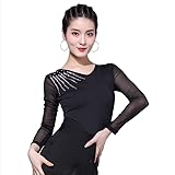 Yhhsgscr Latin Training Outfit Salsa Dance Tops Dancewear for Samba Women's Cha Cha Performance Costume Elastic Breathable,A,XXL