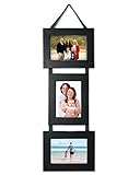 Black Picture Frames Set -Three (3) 5x7 Photo Frames on Hanging Ribbon-2 Landscape 1 Portrait