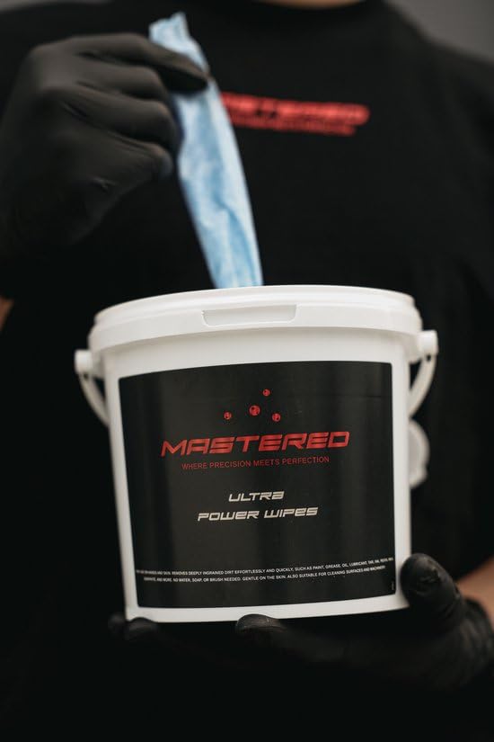Mastered Ultra Power Wipes, Industrial Cleaning Wipes for Oil, Grease, Paint, Metal and Plastic Surfaces