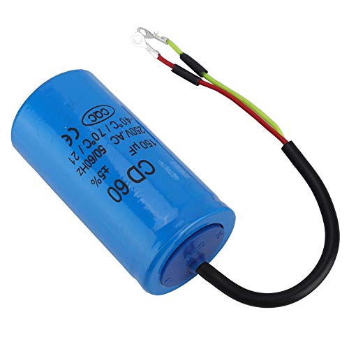 CD60 250V AC 150uF Condensador de Marcha con Cable Conductor 50/60Hz para compresor de Aire de Motor Cover