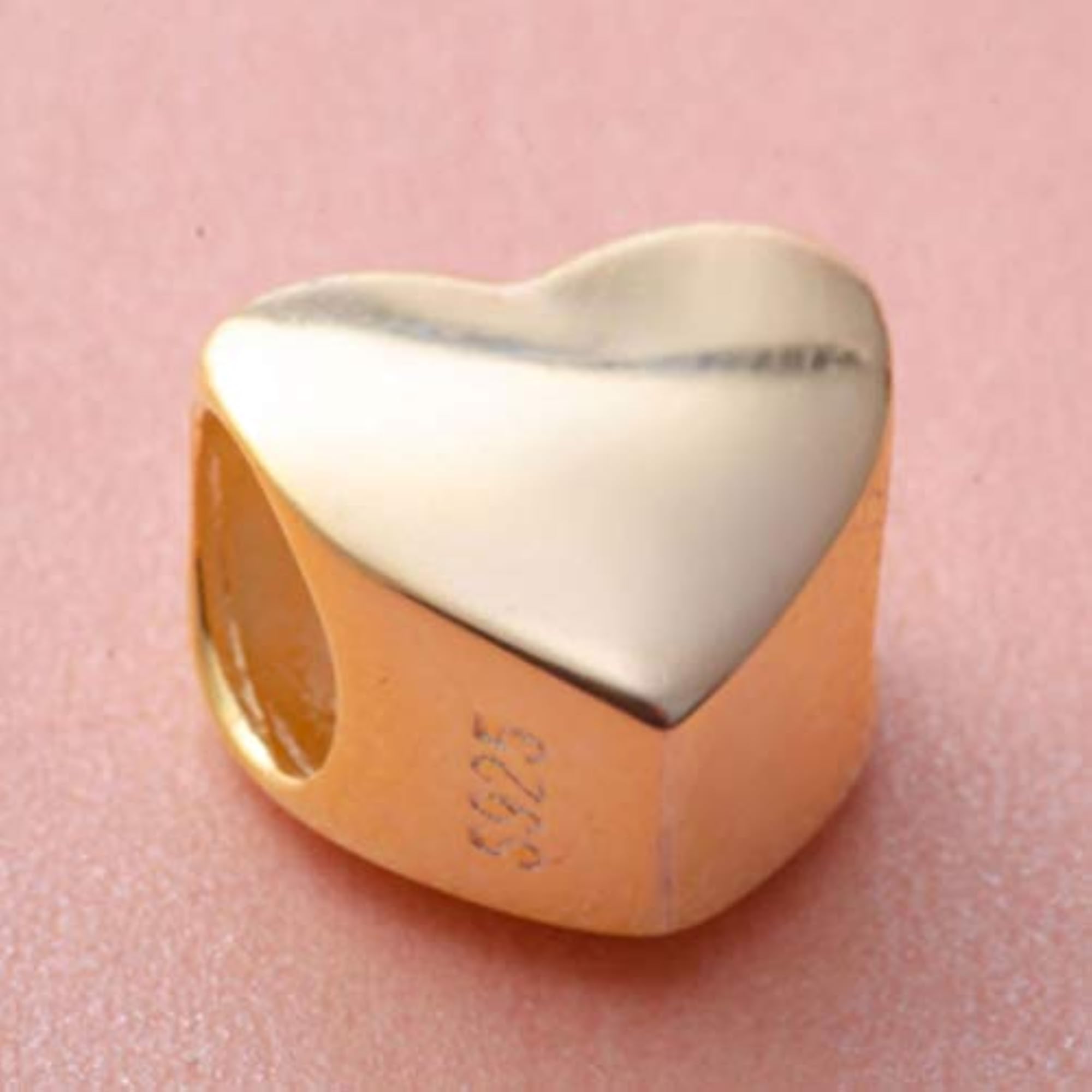 Gold Plated 925 Sterling Silver European Style Heart Charm