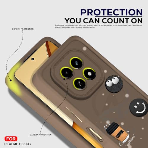 Image of AESTMO Back Case Cover for Realme C63 / N63 | Cute Fun Cartoon 3D Ball | Coffee Silicone Case | Full Body Protection | Camera Protection Back Cover for Realme C63 / N63 (Brown)