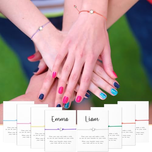 Misdary 16 Set Birthday Bracelets Gifts Personalized Wish Bracelet Adjustable Star Friendship Bracelet DIY Name Make a Wish Cards with Pen Jewelry Birthday Gift for Friends4